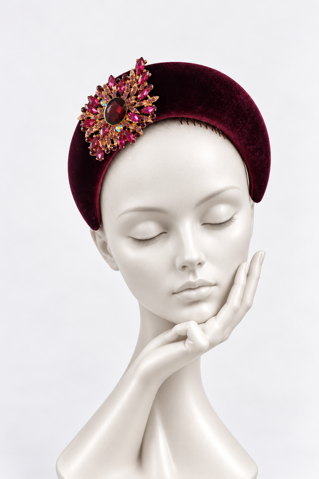 Burgundy Jewelled Halo Headpiece