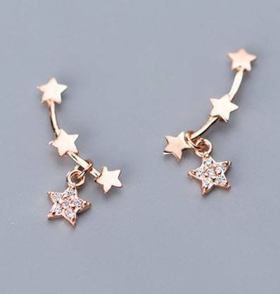 ROSE GOLD STAR EAR CLIMBERS