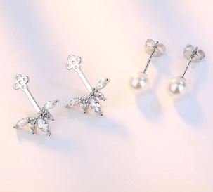 PEARL & SIMULATED DIAMOND EAR JACKETS