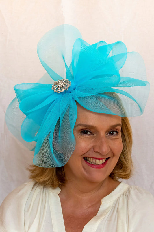 Turquoise Large Headpiece with Gold Brooch Detail