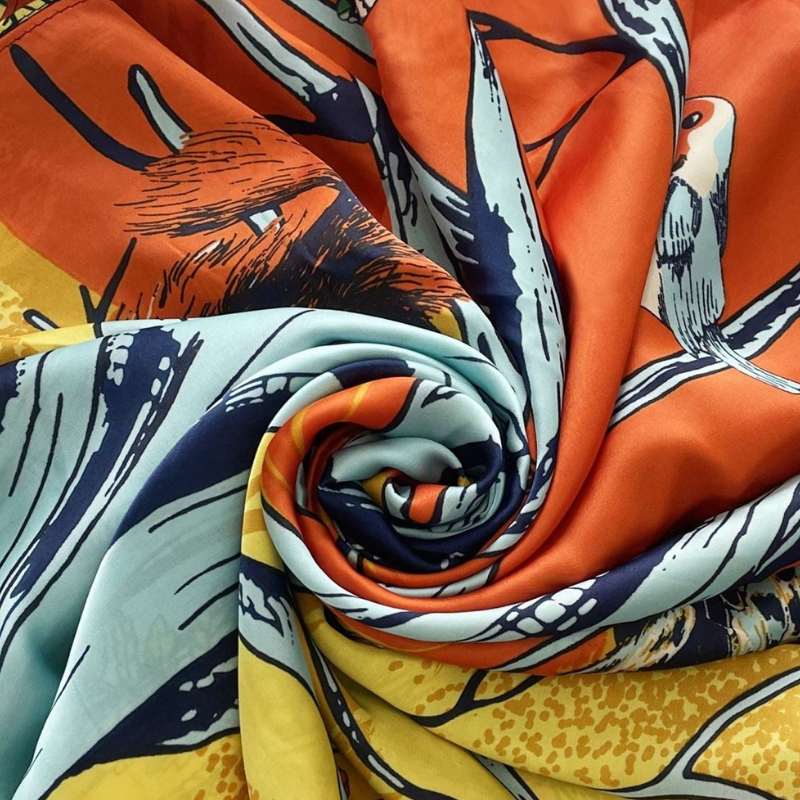 Vibrant Orange Woodland Silk Scarf