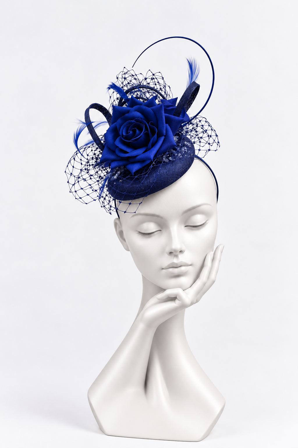 Cobalt Blue Rose Headpiece