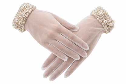 Pearl Cuff Chiffon Gloves