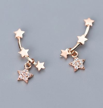 ROSE GOLD STAR EAR CLIMBERS
