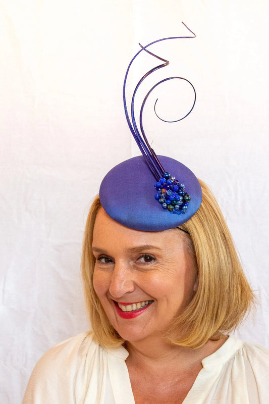 Royal Blue Headpiece with Statement Quills