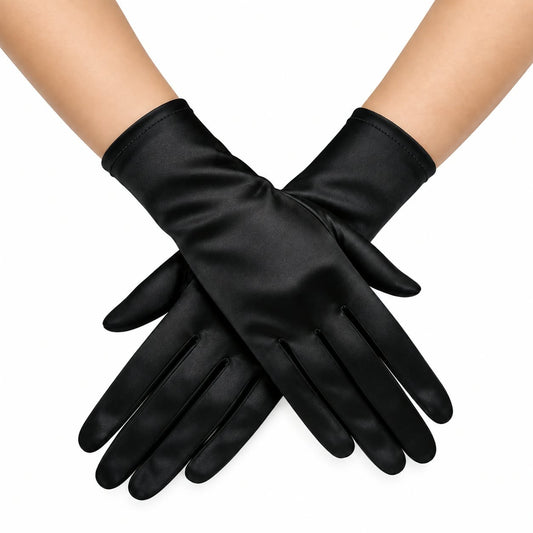 Black Satin Gloves