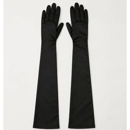 Black Opera Length Satin Gloves