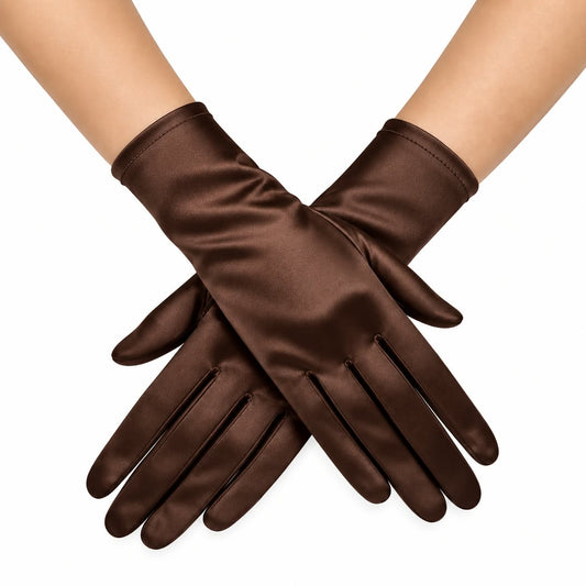 Chocolate Brown Satin Gloves