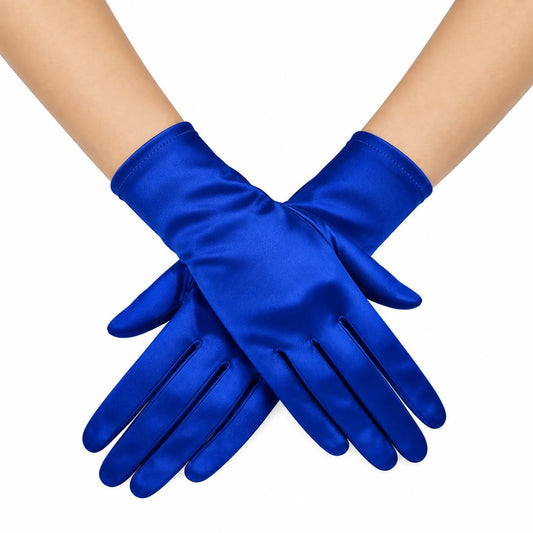 Cobalt Blue Satin Gloves