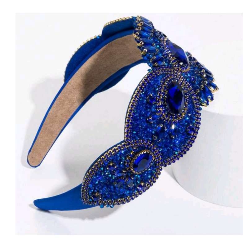 Cobalt Blue Wide Jewelled Headband