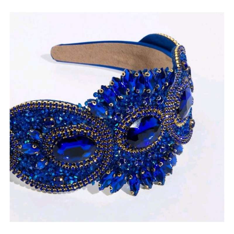 Cobalt Blue Wide Jewelled Headband