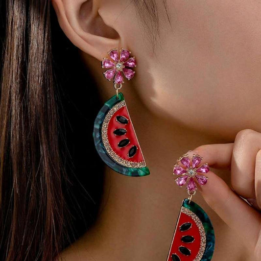 Watermelon Jewelled Statement Earrings