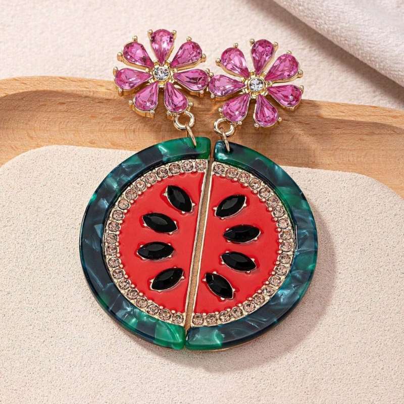 Watermelon Jewelled Statement Earrings