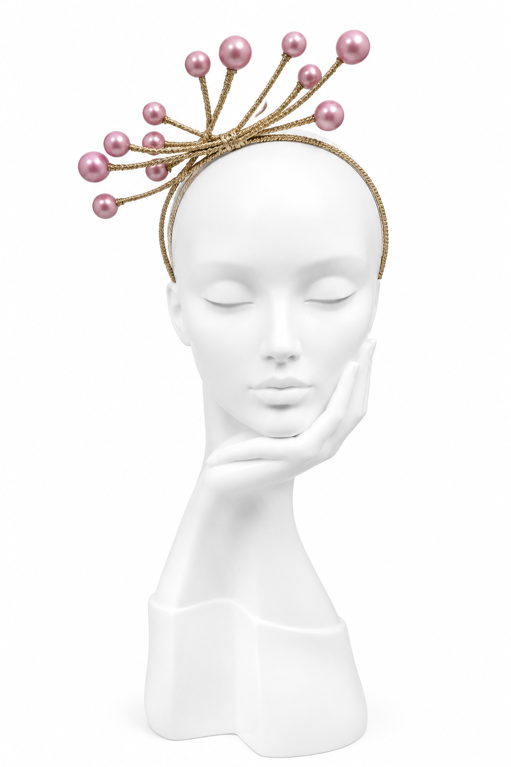 Contemporary Mid Pink Headband on Gold Trim