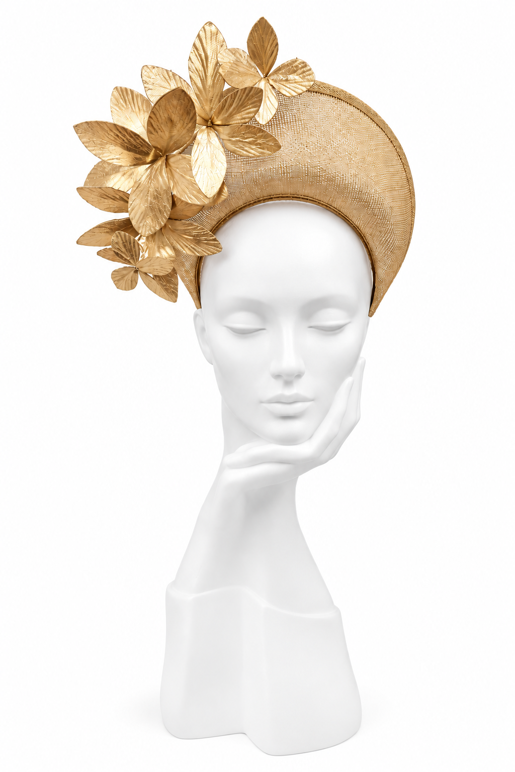 Metallic Gold Large Halo Headpiece with Gold Leaf Detail