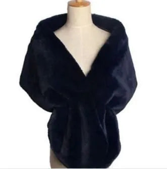 Navy Faux Fur Wrap